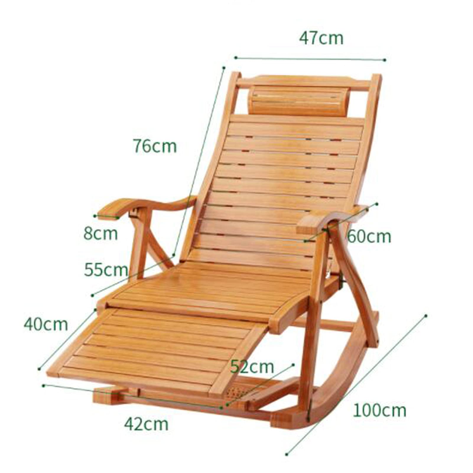 Amazon｜5スピード調整可能な竹製ロッキングチェア、リクライニング